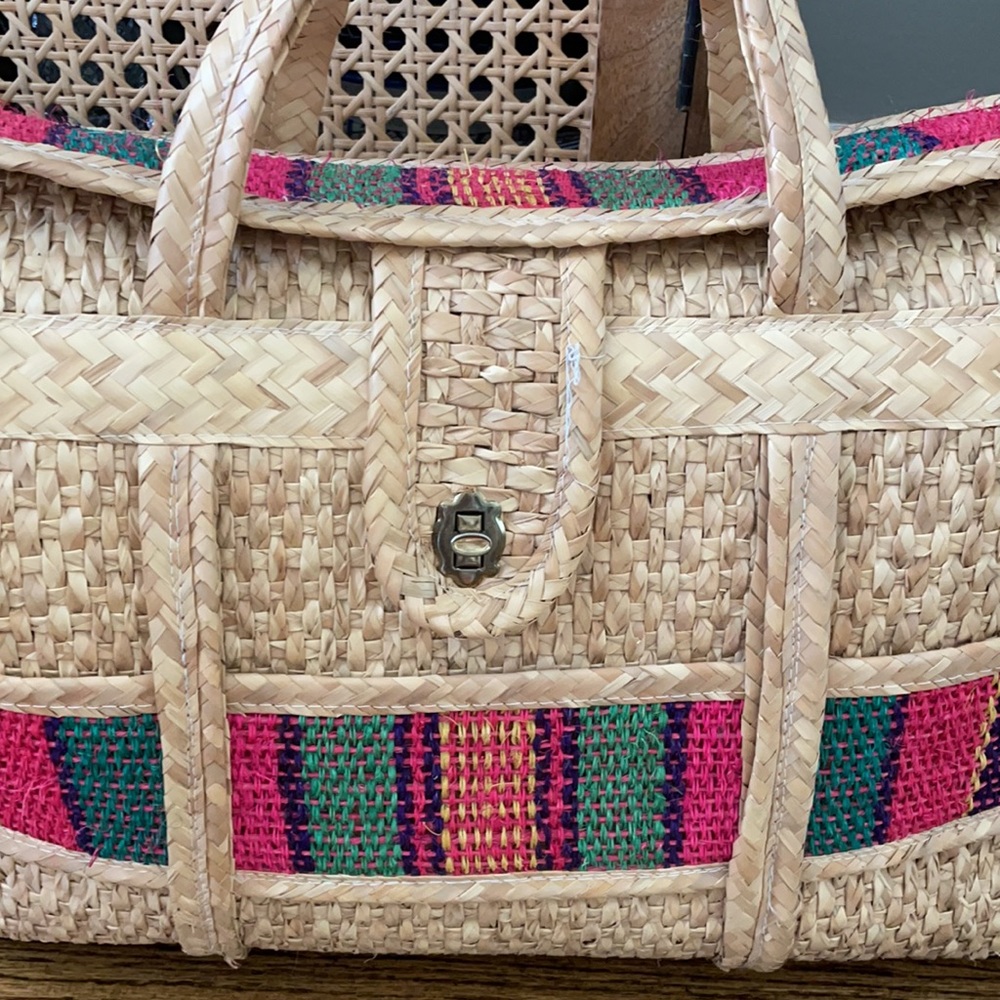 Natural straw weekender bag - Picture 2 of 13